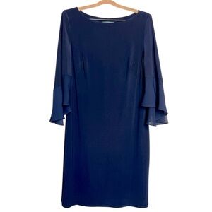 Lauren Ralph Lauren Sheath Dress Jersey Bell Sleeves Size 14